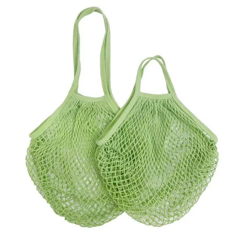 Mesh Bags Washable Reusable Cotton Grocery Net String Shopping Bag Eco Market Tote for Fruit Vegetable Portable short and long handles Wholesale Z 5.2
