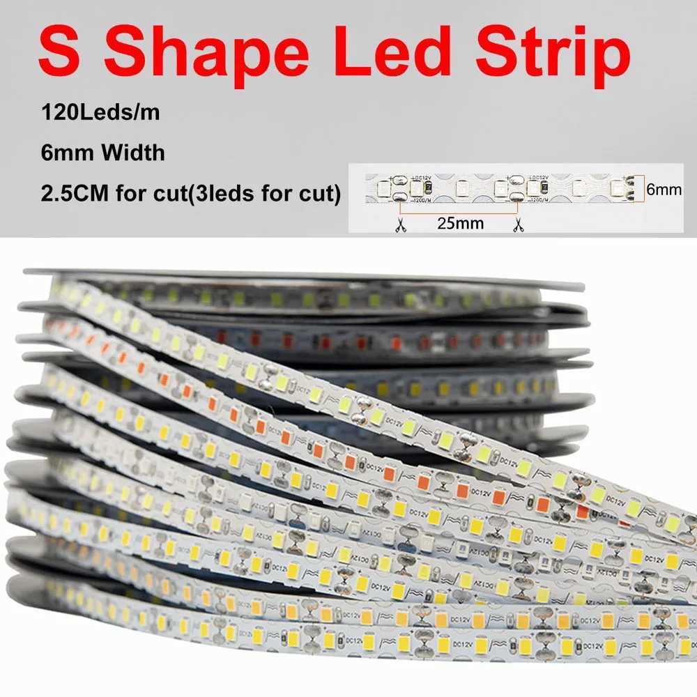 6mm 2835 SMD Led Strip S Shape Bendable DIY Neon Tape Light DC12V 120LED/m for DIYNeon Sign Letter Flexible Foldable String Lamp W250524