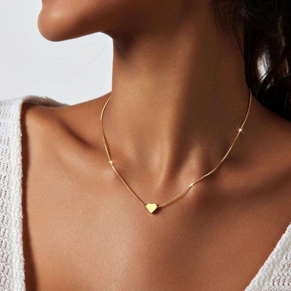 - 14K Gold/Sier Cute Heart shaped Pendant Love Necklace Ladies' Exquisite Gold Jewelry Gift