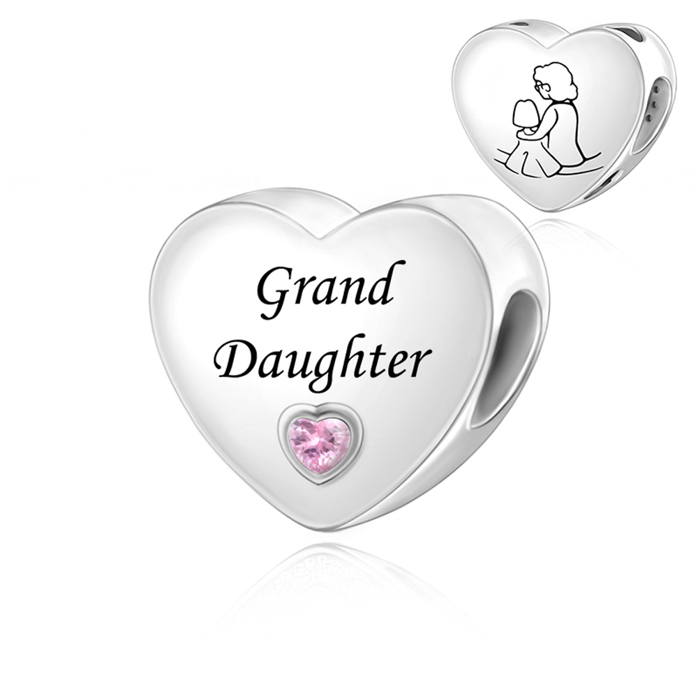 FewDook 2025 New Grandad & Grandma, Auntie & Niece Best Friends Hand Drawn Heart Charm Beads Fit Original Pan Bracelet Family Jewelry Designer for Wom