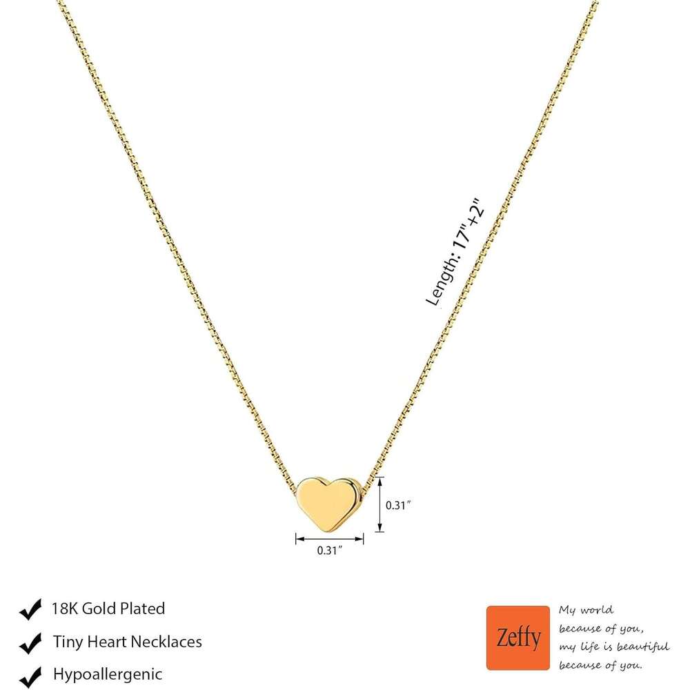 - 14K Gold/Sier Cute Heart shaped Pendant Love Necklace Ladies' Exquisite Gold Jewelry Gift