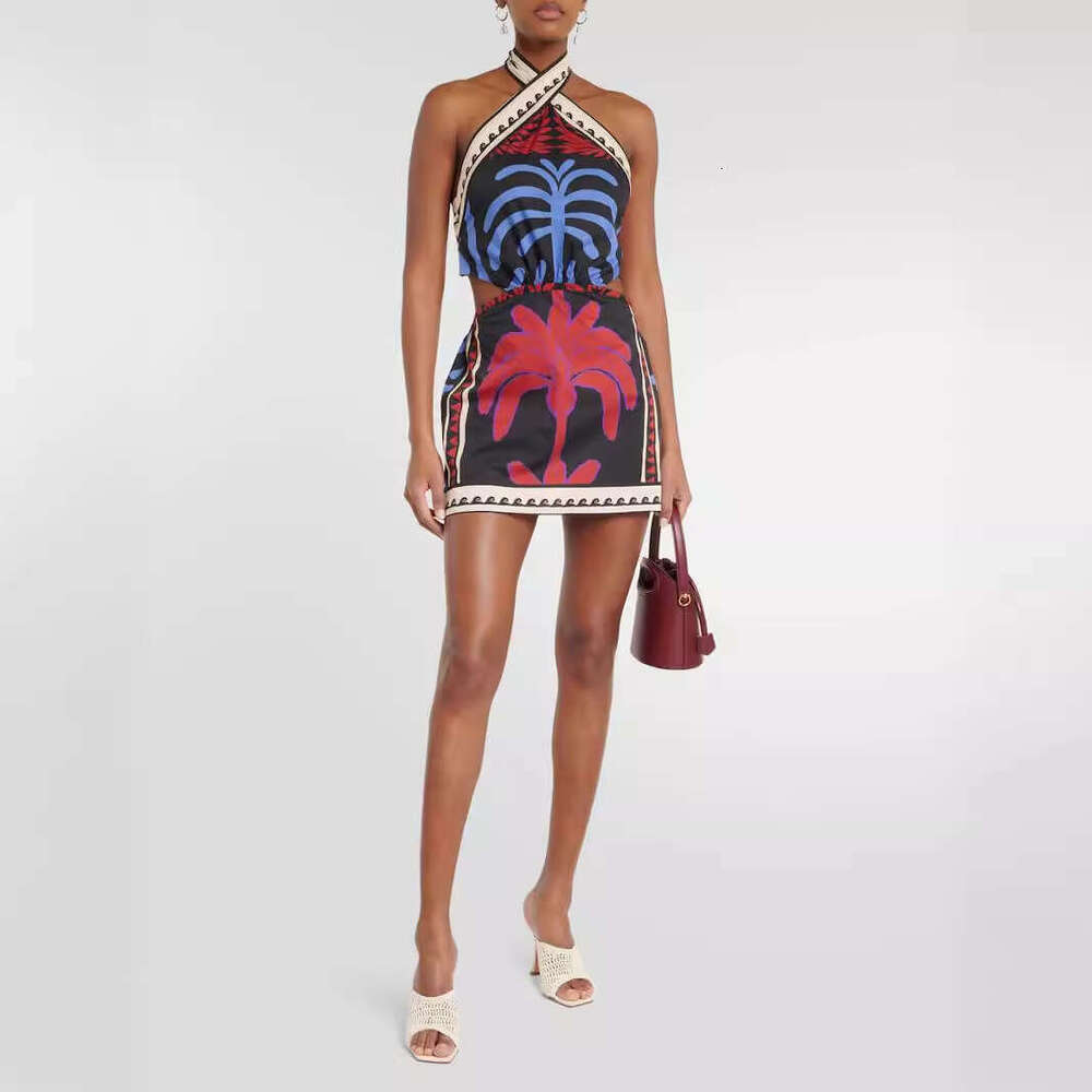 Maxi Dress New Summer Sexy Hanging Neck Positioning Printed Holiday Beach Short Skirt Dress Long Dress