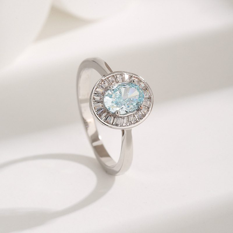 Elegant Multi-Colored Gemstone Oval Rings in Silver for Women - High-Quality Diamond Accent Jewelry, Perfect for Engagement or Fashion Wear