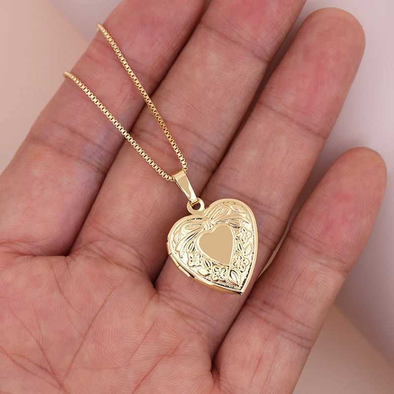 2023 simple fashion Heart Locket Pendants Necklaces For Women Gold Color Photo Frame Valentine rs Necklace 45 cm Gift JewelrXJ250524