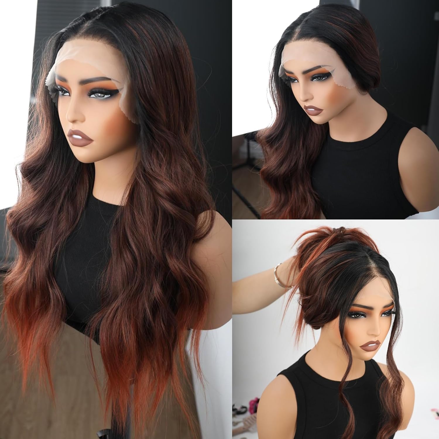 26 inch T-part lace wig synthetic heat-resistant wig | 13x4x1 synthetic lace front wig | long wave wig for women