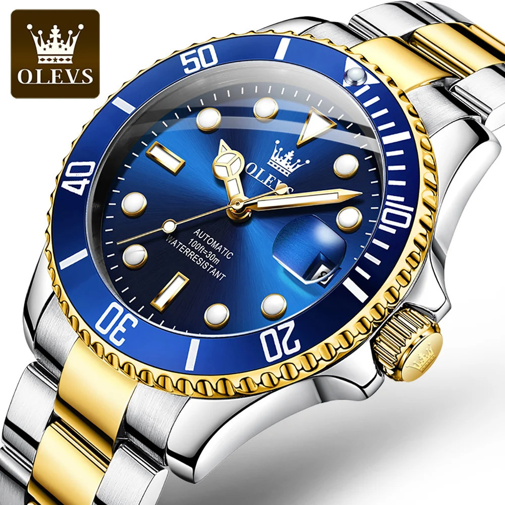 OLEVS 6650 Men Watch Classic Original Automatic Mechanical Watch For Man Zircon Scale Waterproof Luminous Stainless Steel Reloj 250603