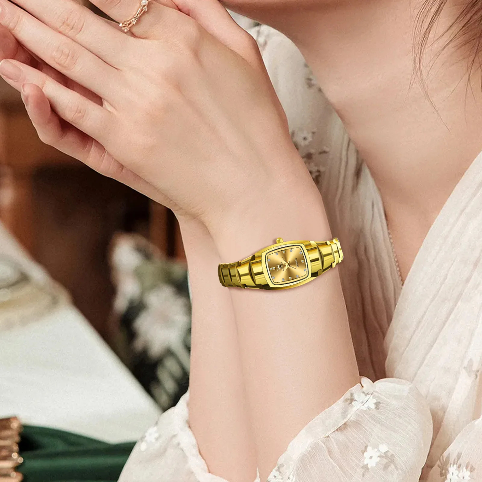 OLEVS Ladies Waterproof Watch Gold Stainless Steel Women Watches Creative Fashion Original Elegant Quartz Wristwatch Gift 250603