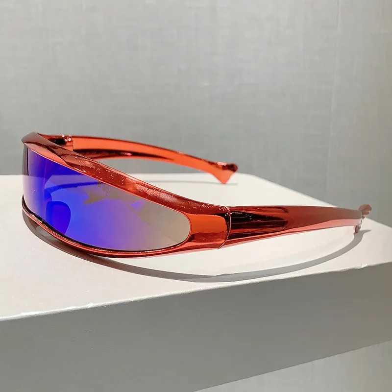 Futuristic One-piece Mirror Personalized Electroplated Sunglasses Women Men 2025 Y2K Steampunk Goggles Rave Party Glasses UV400 M250524