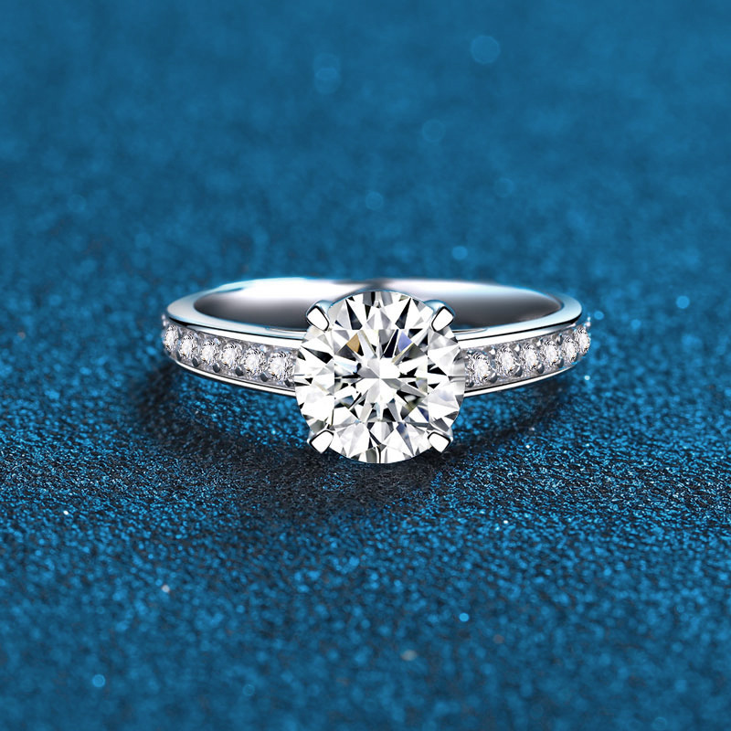 925 Sterling Silver Heart-Shaped Pink Diamond Ring with Blue and White Diamonds, Full Diamond Design, Elegant Engagement Ring for Women