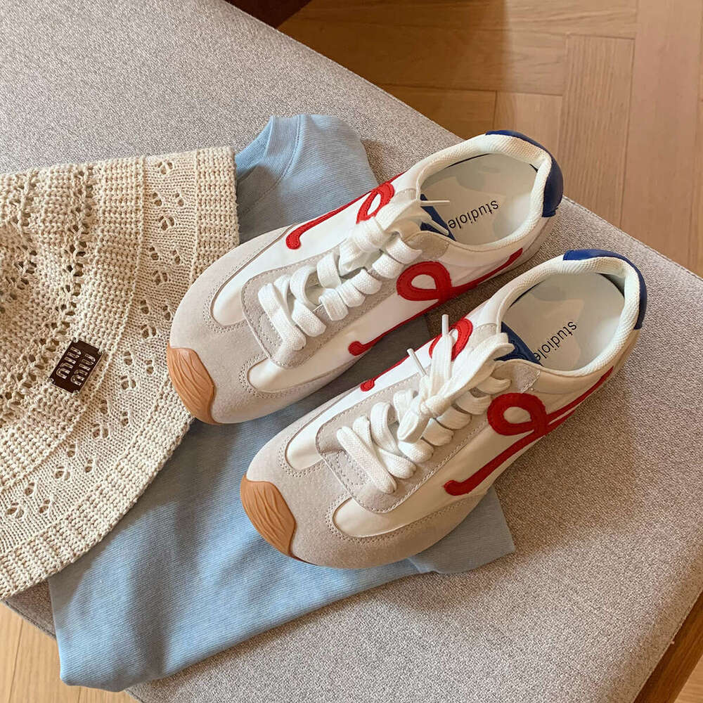 Grape Mom's same genuine leather big toe shoes, women's inner height increasing spring lace up casual Forrest Gump training sports shoes