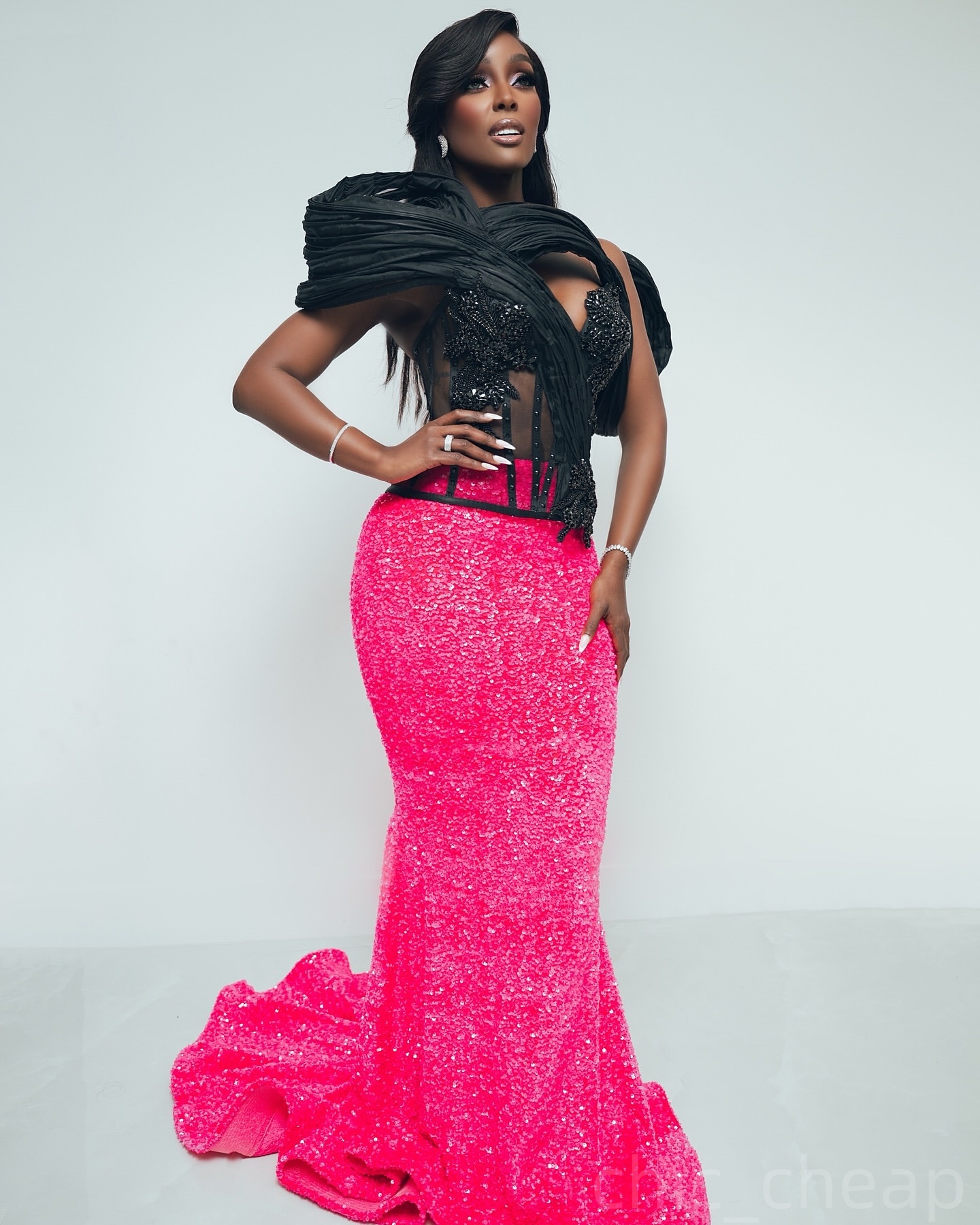 Hot Pink Mermaid Prom Dresses 2025 Crystals Stylish Sequined Evening Formal Party Second Birthday Engagement Gowns Plus Size Dress For Special Occasio