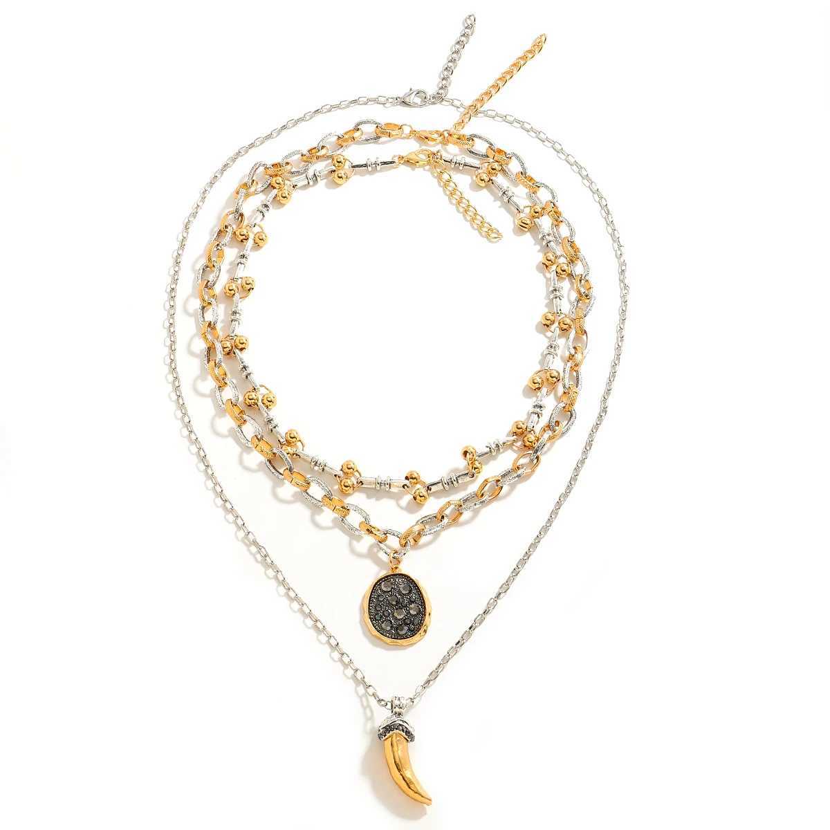 3pcs/Set ZAA Women Jewelry Multilayer Link Chains Statement Horn Pendant Necklaces Luxury Prom Party Accories Charm Girl Gif XJ250524