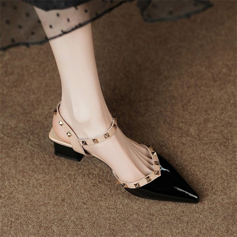 free shipping designers sandals for womens 2025 Summer New Style Fashionable and Versatile French High Heels Coarse Heels for Outerwear
