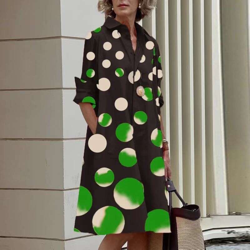 Maxi Dress Autumn Printed Minimalist Mid Length With Sleeves Dress Floral Dress