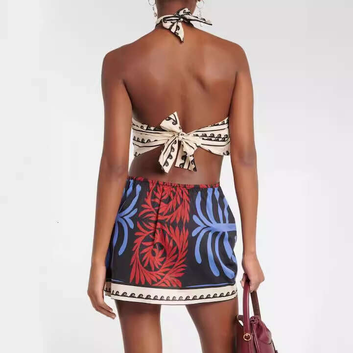 Maxi Dress New Summer Sexy Hanging Neck Positioning Printed Holiday Beach Short Skirt Dress Long Dress