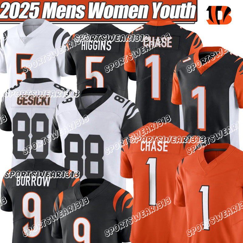 Cincinnaticity BengalsS jersey 9 Joe Burrow 1 Ja'Marr Chase Tee Higgins Zack Moss Evan McPherson Myles Murphy Sam Hubbard Logan Wilson Football Jerseys 30