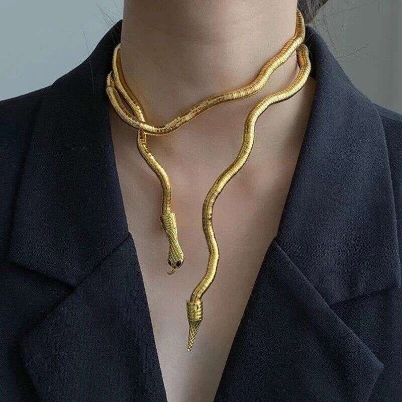 Entangled personality dark earth cool opening casual shape snake shaped exaggerated design female necklace collar