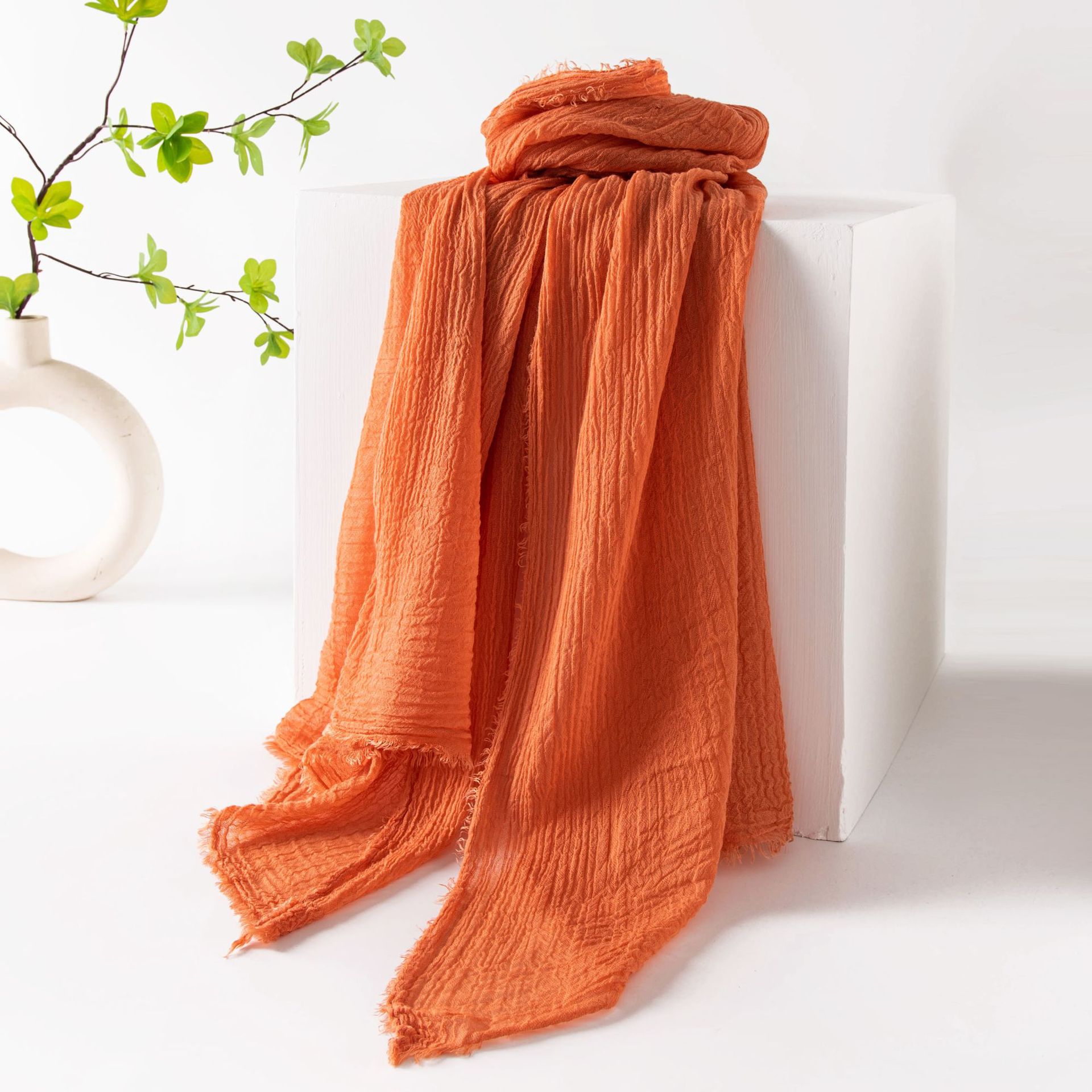 K806 Spring and summer scarf imitation cotton and linen pure color simple sunscreen shawl female high-grade long silk scarf travel headscarf wholesale