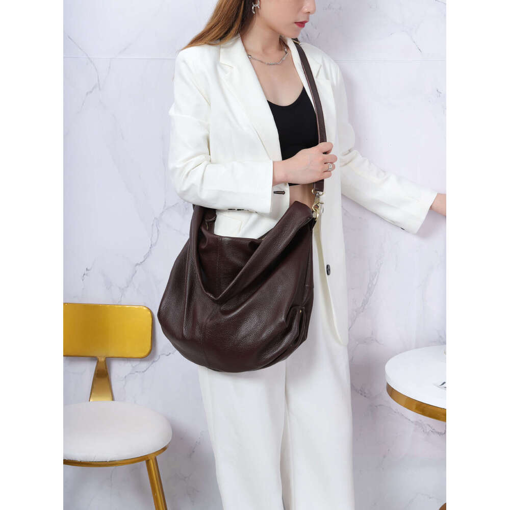 Tote Bag Real Leather Shoulder For Women Capacity Diagonal Cross Bag New Korean Version Simple Top Layer Cowhide Casual Large Bag Lady Bags