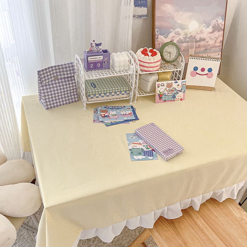 A672 tablecloth ins style Japanese Harajuku style fabric dining table tablecloth student desk lace solid color Nordic coffee table decoration