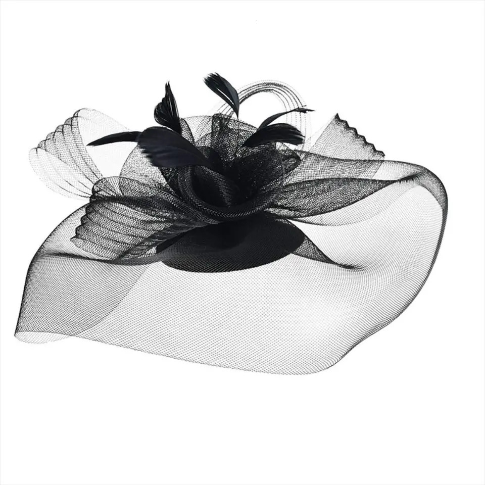 Fashion Handmade Lady Women Fascinator Bow Hair Clip Headwear Lace Feather Mini Hat Wedding Party Accessory 250519