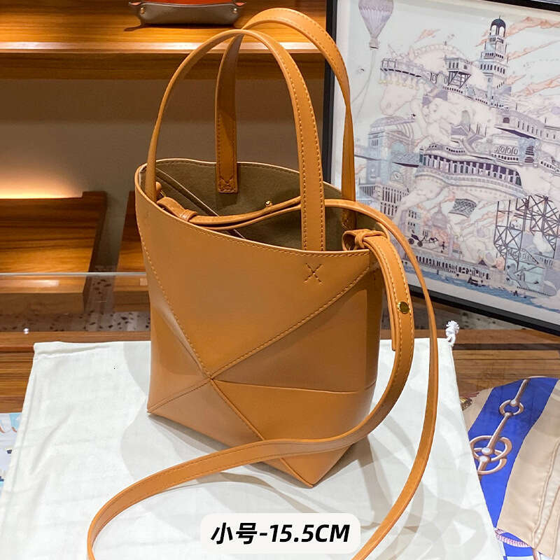 Tote Bag New High End Niche Design Genuine Leather Cowhide Women S Bag Deformed Folding Geometric Splicing Tote Shoulder Crossbody Bag Lady Bags