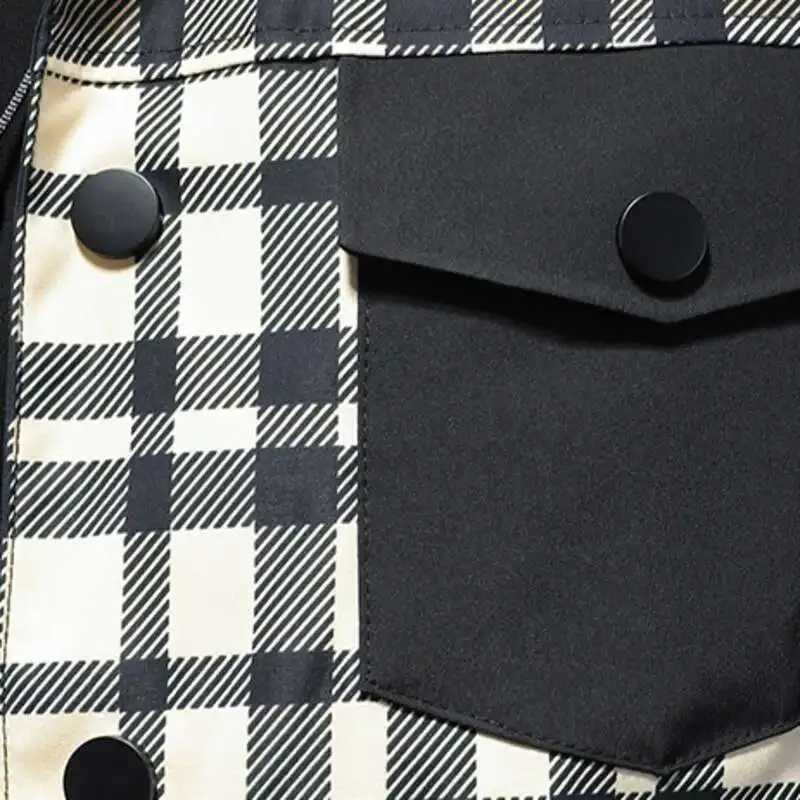 Fall Baseball Jacket Vintage Print Plaid Patchwork Bomber Jacket Korean Streetwear Social Club Outfits Men Jacket Casaca Men W250524