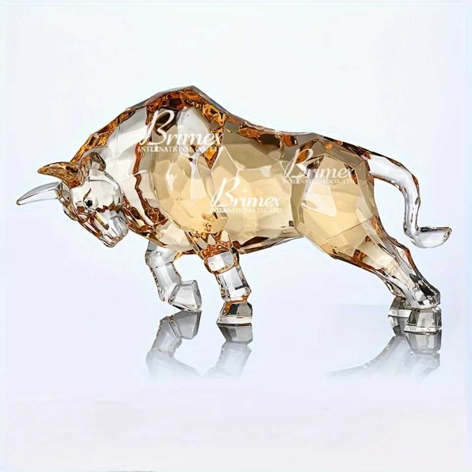 Elegant Crystal Bull Statue - Acrylic Sculpture for Home Office dcor Y250524