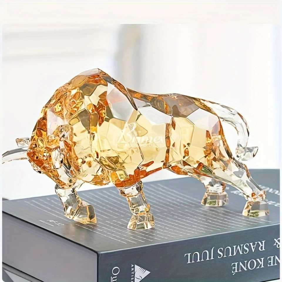 Elegant Crystal Bull Statue - Acrylic Sculpture for Home Office dcor Y250524