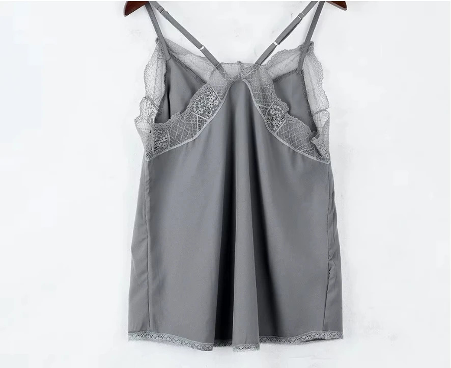Women Tops Elegant Tank Top Tube Top Silk Satin Camisole Plain Strappy Vest Tops Sleeveless Blouse French Tuning Delicate Lace 250519CJ
