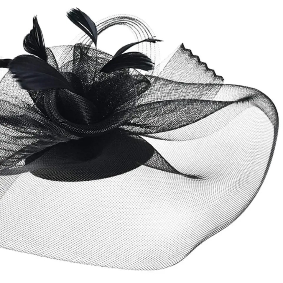 Fashion Handmade Lady Women Fascinator Bow Hair Clip Headwear Lace Feather Mini Hat Wedding Party Accessory 250519