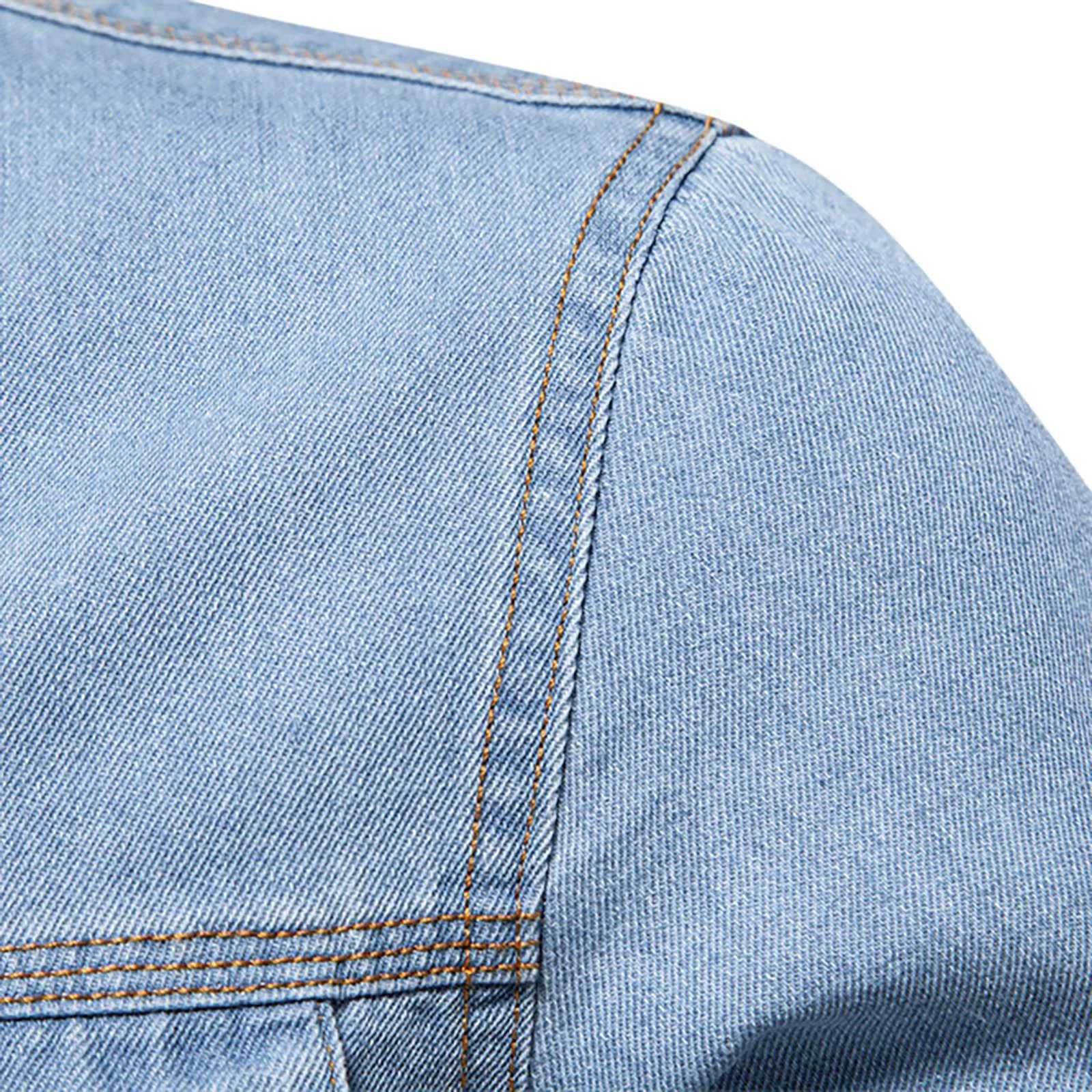 MenS Denim Jacket Cowboy Retro Cotton Denim Coat Spring Loose Fit Jeans Jacket Outerwear Business Casual Washed Denim Shirt W250524