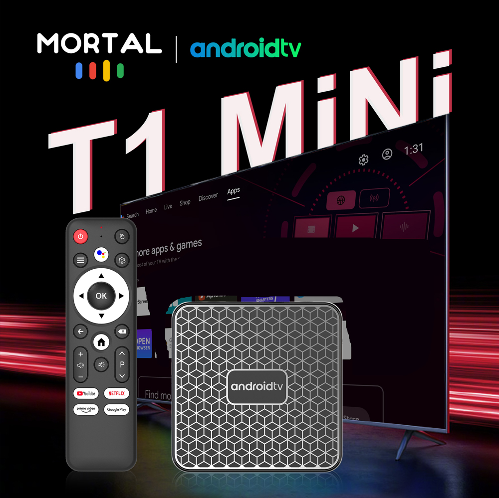 Mortal T1 MINI WIFI6 Voice Control Smart TV Box Android 14 RK3518 Home Theater 2G 16G Bluetooth 4K TV Set Top Box