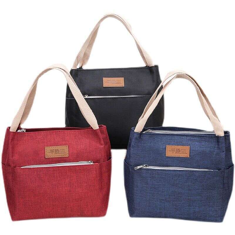 lunch bag women's hand-held canvas environmentally friendly solid color lunch box bento makeup mommy bag work shopping cloth bag
