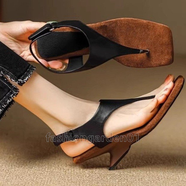 designer sandals retro heels fashion roman womens sliders black white chunky med heel sandal casual daily flip-flop summer slides luxury shoes sandale