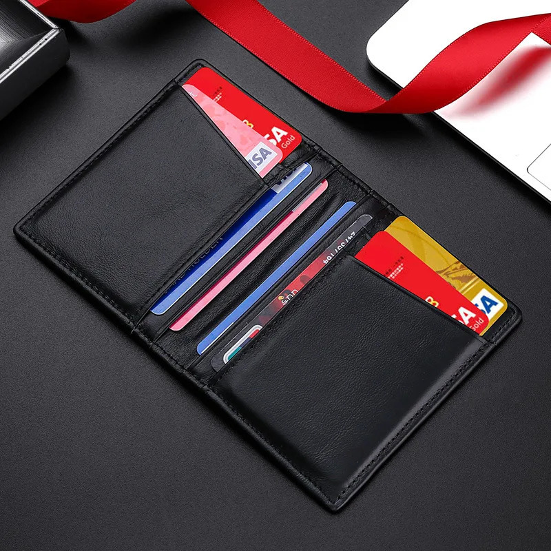 YUECIMIE Men Minimalist Slim Card Holder Genuine Leather Card Wallet Slim Line Thin Mini Small Rfid Passport Id Card Holder Male 250521