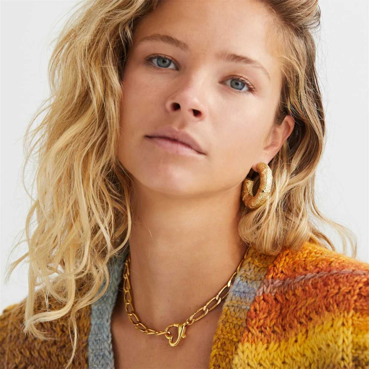 Minimalist Locked Stainless Steel Pendant Open Buckle Basic Chain Gold Plated Color Preserved XJ250524