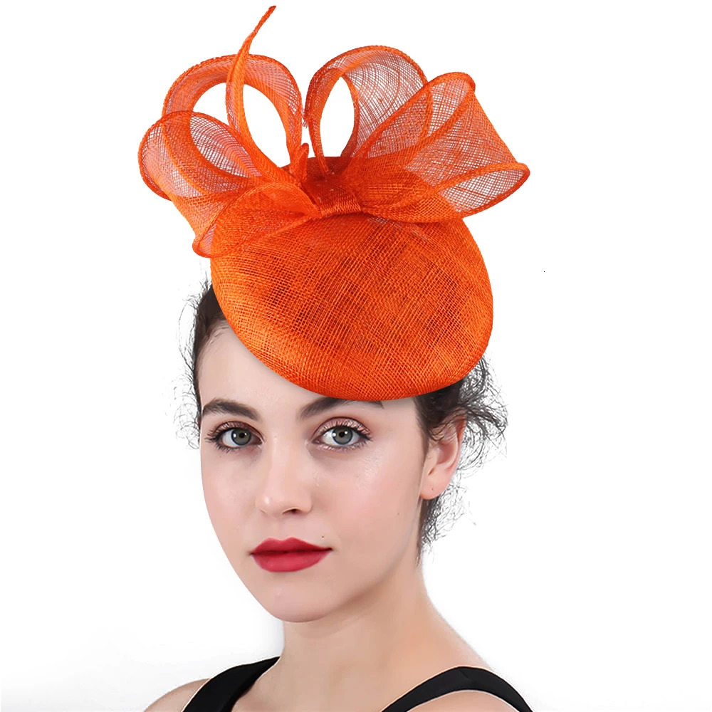 High quality Sinamay Women Wedding Fascinator Hats Nice Feather With Bow Ladies Hair Accessory Headwear Party Floral Headpiece 250519