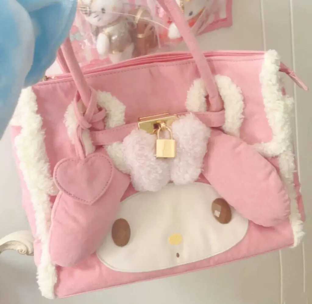 Sanrio My Melody Hello Kitty Autumn Winter Plush Handbag Exclusive Edition Cute Trendy Tote Bag Casual Versatile Shoulder Bagw250524