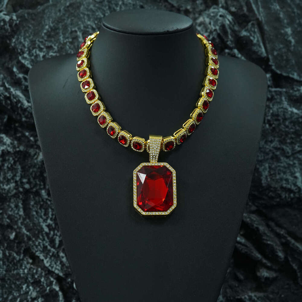 Hot selling color alloy pendant paired with colorful Cuban necklace hip hop cool necklace