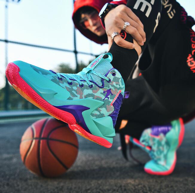 Summer new mesh basketball sneaker for male and female students on concrete ground practical trend sports shoes high top boots Z 5.24-3