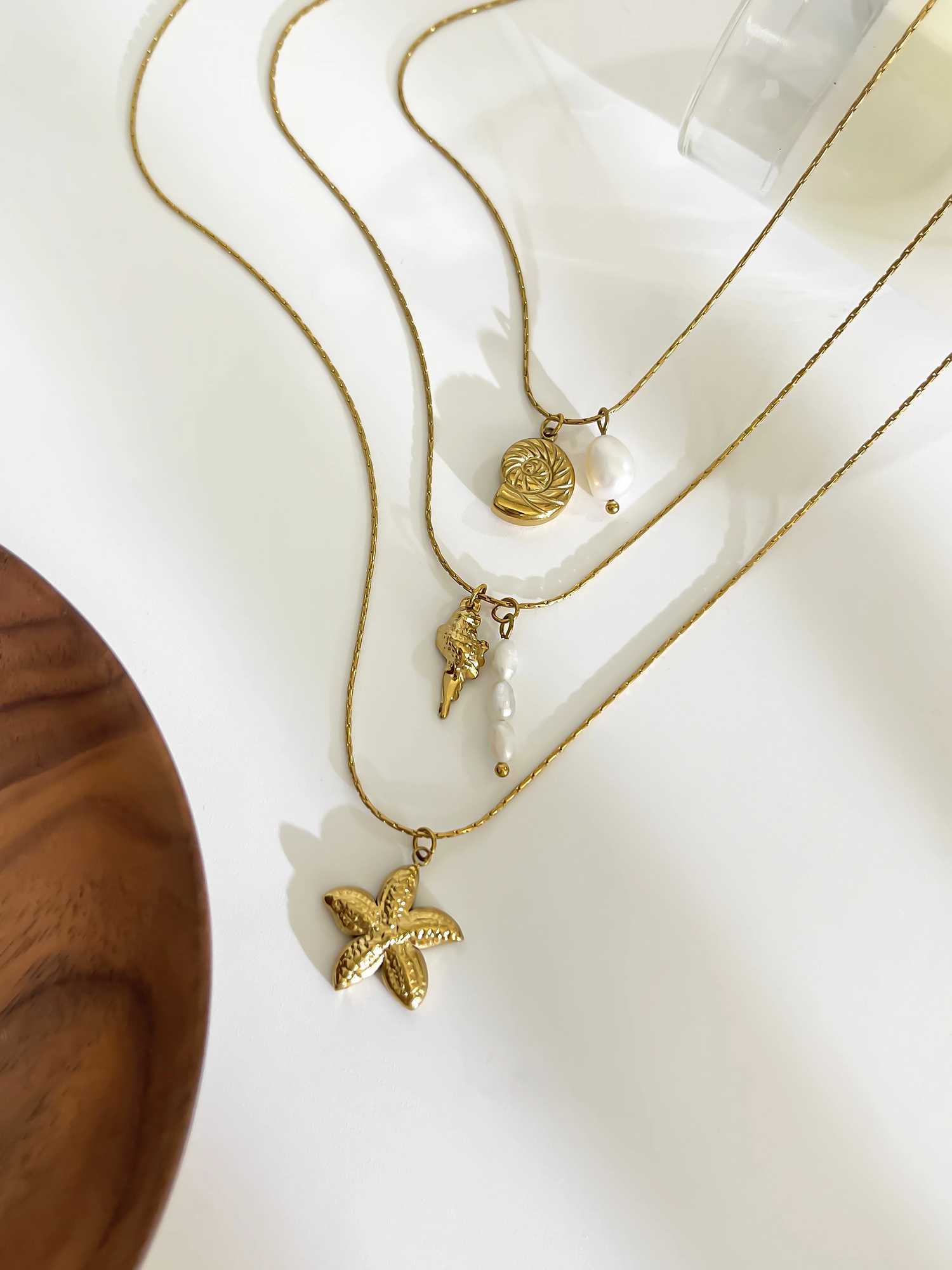 Perisbox Waterproof Beach Party Holiday Jewelry Natural Freshwater Pearl Conch Starfish Pendant Necklace Women Train Accory XJ250524