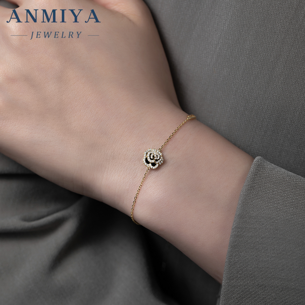 wholesale contemporary silver jewelry 925 clover bracelet with floral and heart design stackable for everyday wear