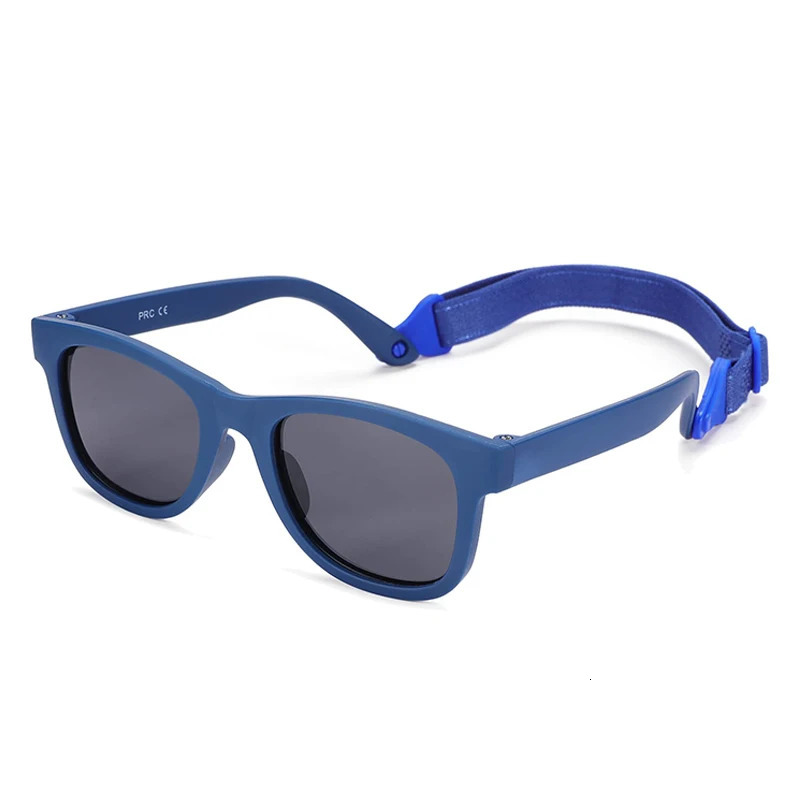 0-2 Years Baby Polarizrd Sunglasses with Belt Flexible Durable Square Silicone Frame Mirrored UV400 Lens Eyewear for Kids 250522