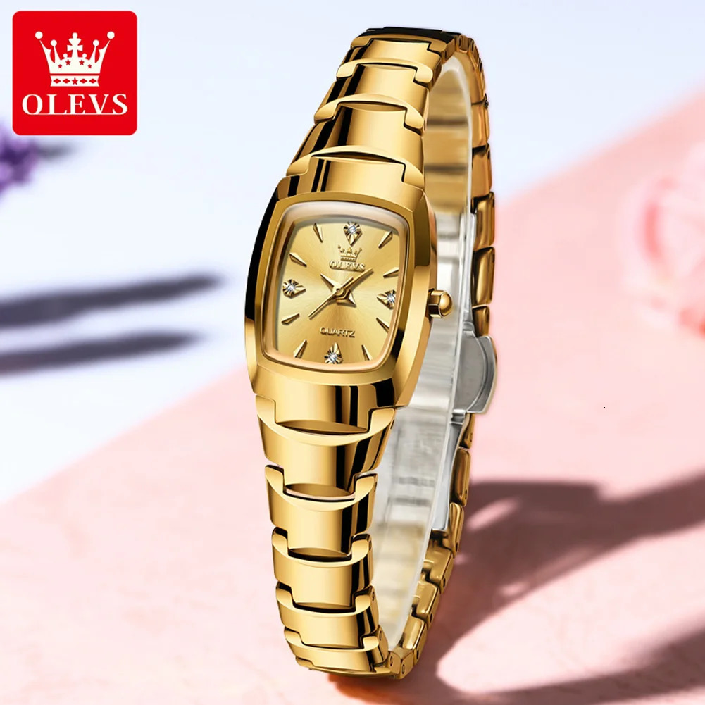 OLEVS 7006 Certified Elegant Womens Watches waterproof Tungsten Steel strip Quartz Watch for Lady Tonneau Watch 250603