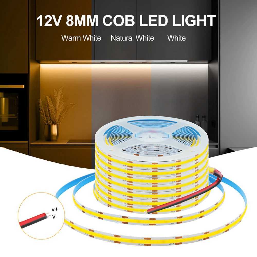 3mm 5mm 8mm PCB COB LED Strip Light 5V 12V 24V 320LEDs/m High Brightness Flexible Tape Warm Natural White Red Green Blue 0.5m 5m W250524
