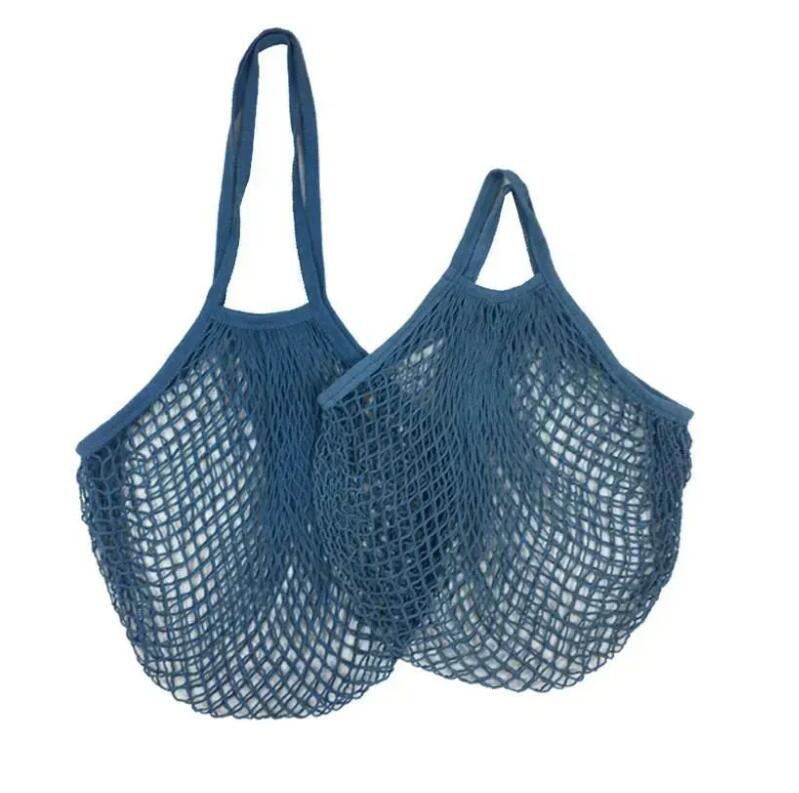 Mesh Bags Washable Reusable Cotton Grocery Net String Shopping Bag Eco Market Tote for Fruit Vegetable Portable short and long handles Wholesale Z 5.2