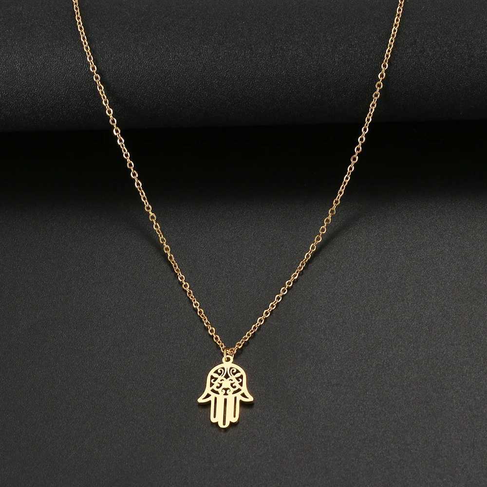 Stainless Steel Necklaces Palm Bohemian Style Pendant Collar Chain Fashion Necklace For Women Men Jewelry Party Friends Gifts XJ250524