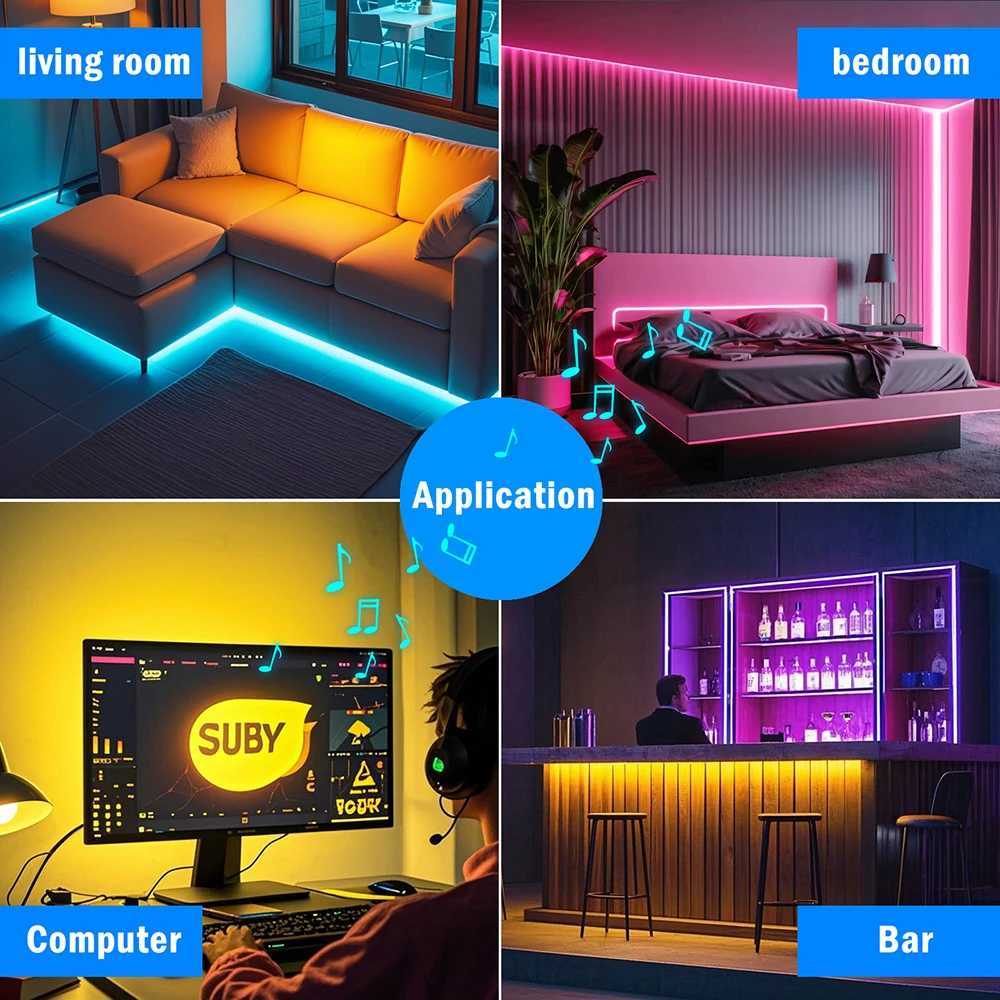 12V Bluetooth RGB COB LED Strip 44key 24key Remote Control EU US UK AU Power Kit Flexible Light Tape 840LED/m 0.5m 5m Home Decor W250524