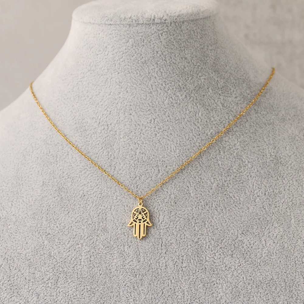 Stainless Steel Necklaces Palm Bohemian Style Pendant Collar Chain Fashion Necklace For Women Men Jewelry Party Friends Gifts XJ250524